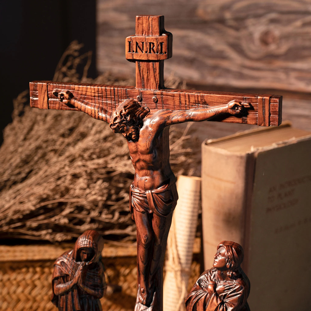 Escena católica de Jesús y crucifijo, adornos, Jesús fue crucificado, decorac