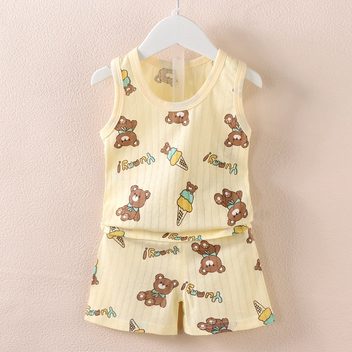 Children's Printed Sleeveless T-shirt Set Breathable Vest 