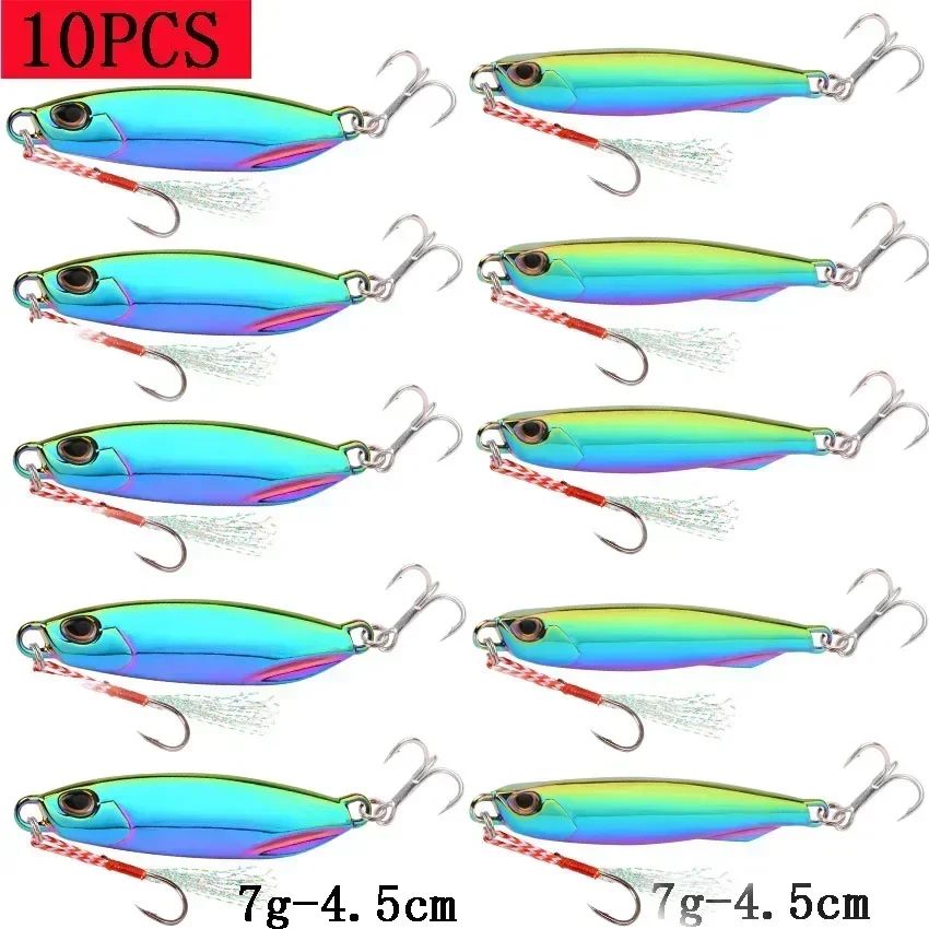 Juego de Señuelos de Pesca, 10 Uds., plantillas de 20G, 30G, 40G, Jigbait, señuelo de Pesca chapado en plata, señuelos fundidos en la orilla, cebo de Metal, señuelo de Pesca Artificial