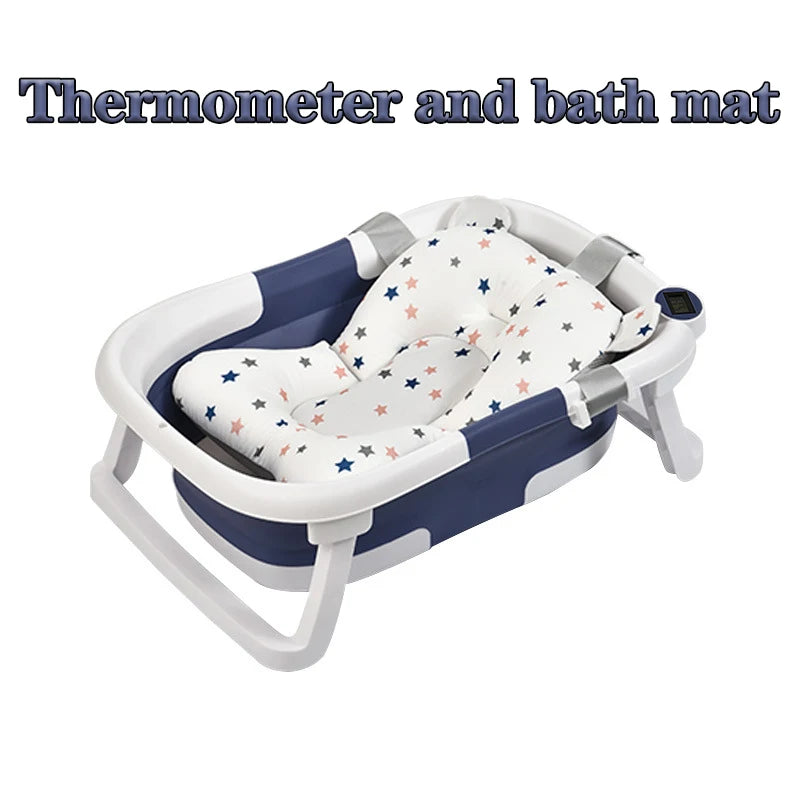 Cubo de baño de silicona para bebé, accesorio plegable con sensor de temperatu