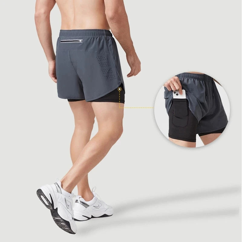 Pantalones cortos para correr para hombre, Shorts de secado rápido para Fitness