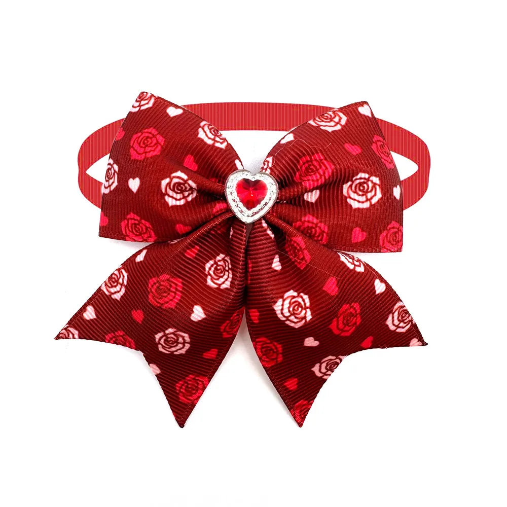 50/100 Pieces. Valentine's Day style small dog bow dog grooming product love.