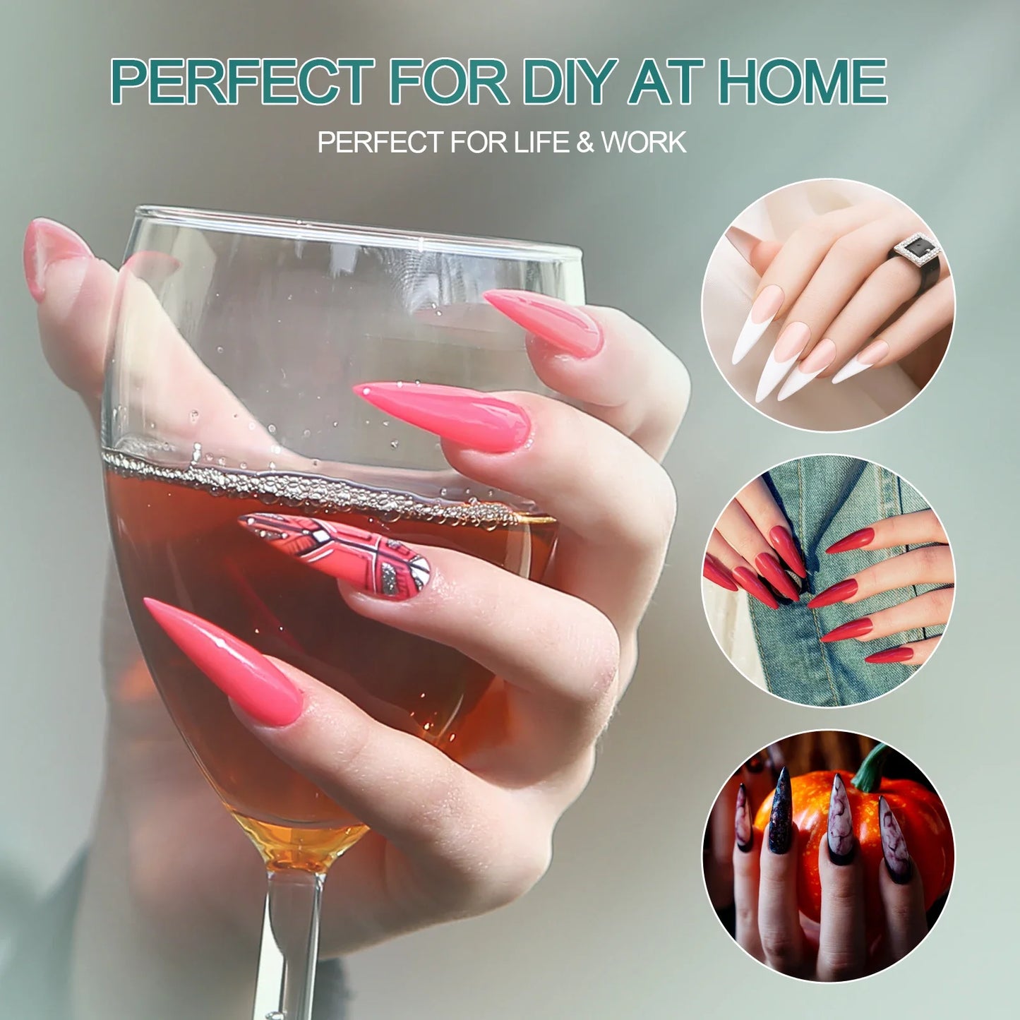 Nailpop-Uñas acrílicas de 120 piezas, cápsula falsa, almendra corta, ataúd cuadrado, extensión de uñas artificiales, puntas de Gel suave, accesorios, herramientas