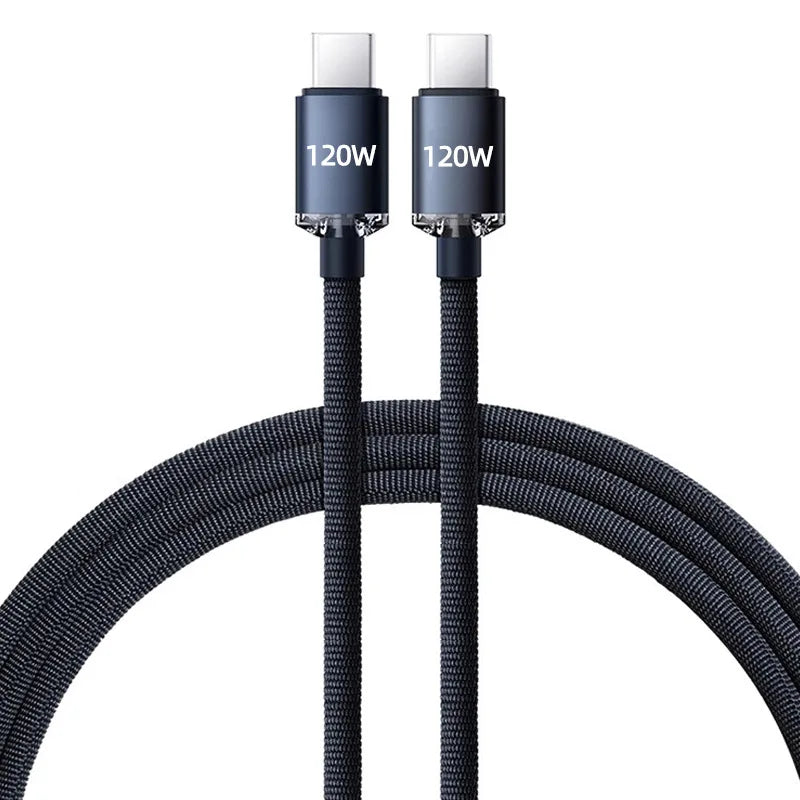 Cable USB tipo C a tipo C de 120W para iPhone 15 Pro Max, Cable de datos de carga rápida PD para Xiaomi 14, Redmi Oneplus 12, POCO X6, OPPO, Samsung