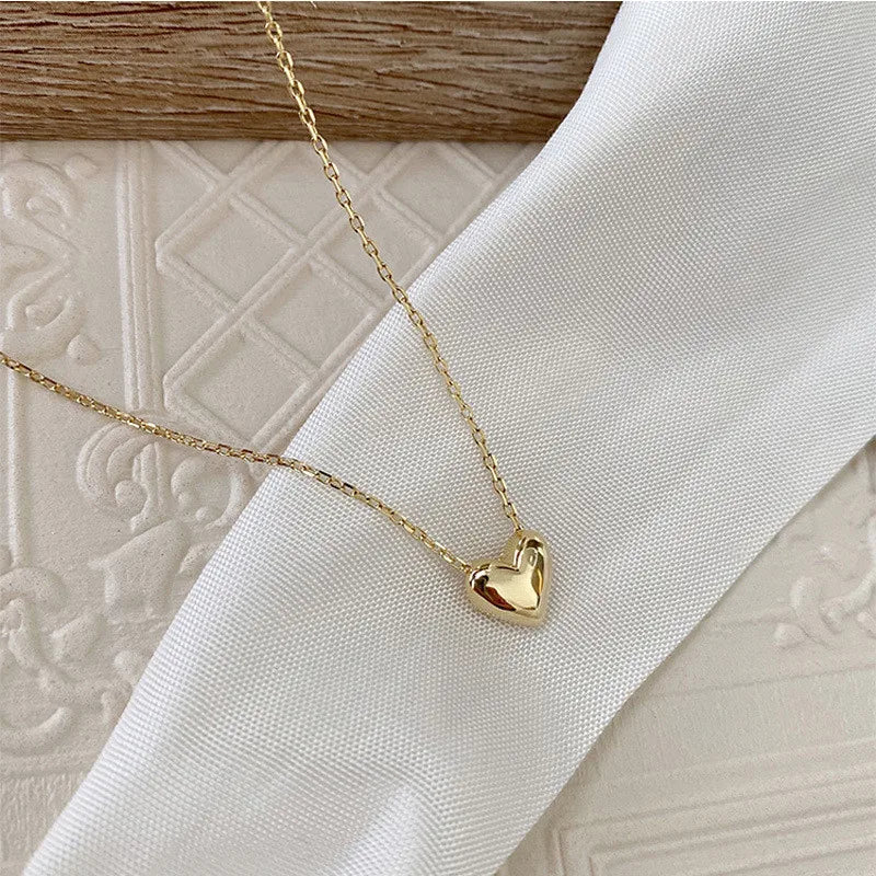 Collar de plata de ley 925 con colgante de corazón brillante para mujer, chapad