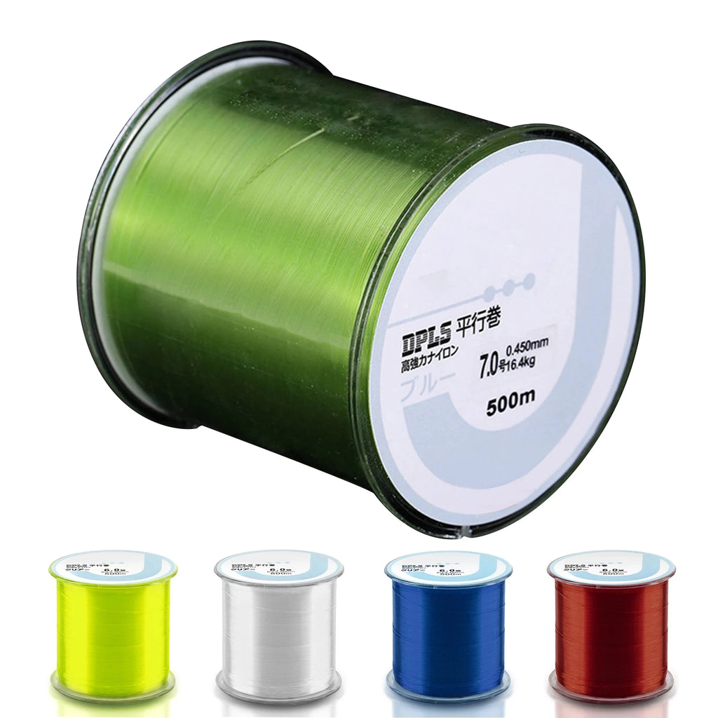 Sedal de pesca de nailon, 500m, superfuerte, 2lb-40lb, 5 colores, Sedal principa