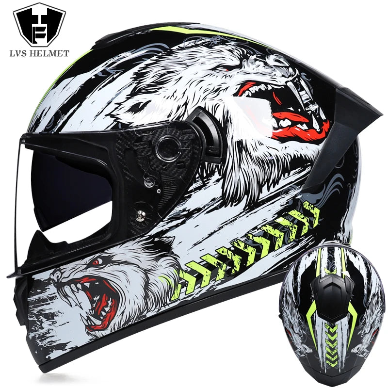 Motorcycle helmets for men and women, double lens locomotive helmets, helmets 