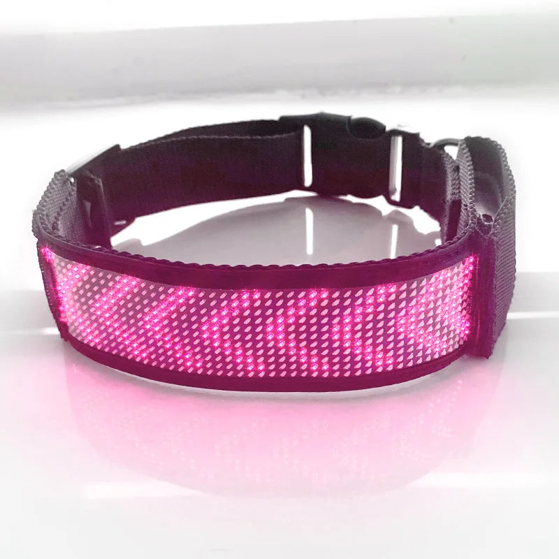 Pet Anti-Lost Collar Bluetooth LED Display Adjustable Size Night Luminous USB