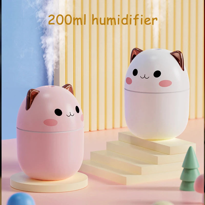 Portable Air Humidifier Kawaii Aroma Diffuser with Night Light Mist 