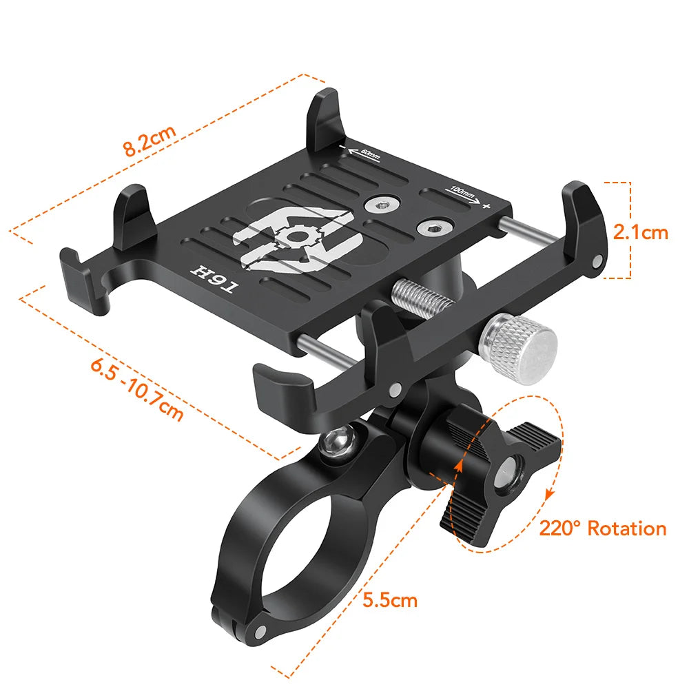 NEWBOLER MTB soporte de montaje de teléfono soporte de bicicleta 360 ° giratorio de aluminio ajustable soporte de teléfono de bicicleta antideslizante ciclismo Bracke