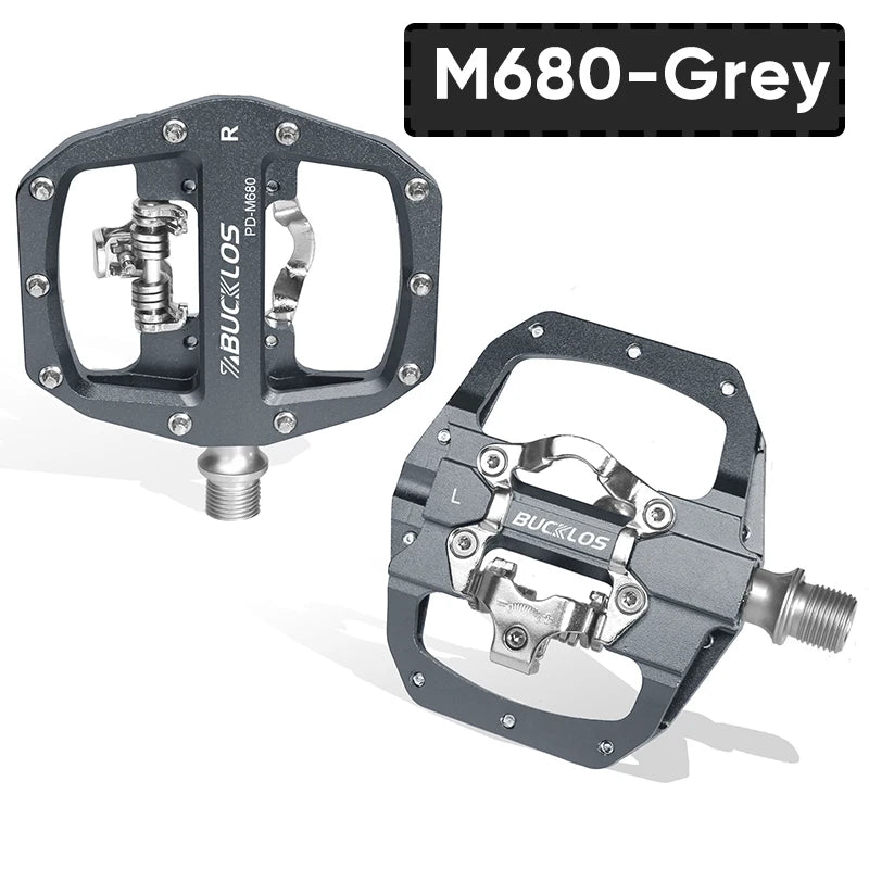 BUCKLOS PD-M680 Double Flat &amp; Lock MTB Bike Pedals 