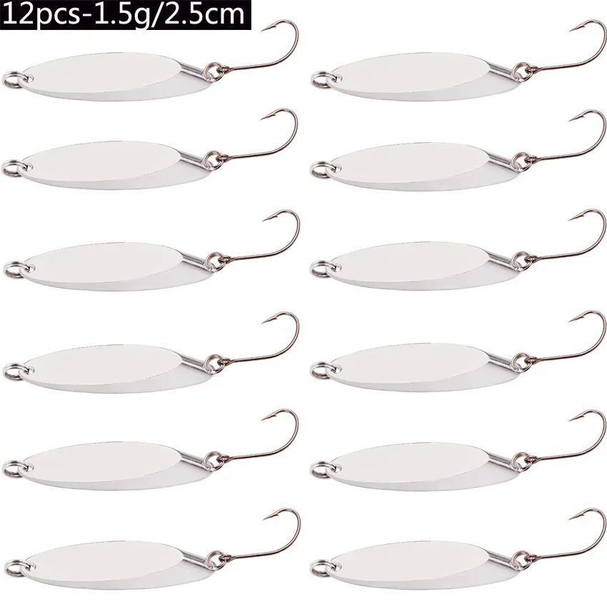 Señuelos de pesca hundidos de Metal, 12 Uds., 1,5g-60g, cuchara, señuelo de Jigging, cebo duro Artificial, trucha, lubina, señuelo de mar, aparejos de pesca de agua salada