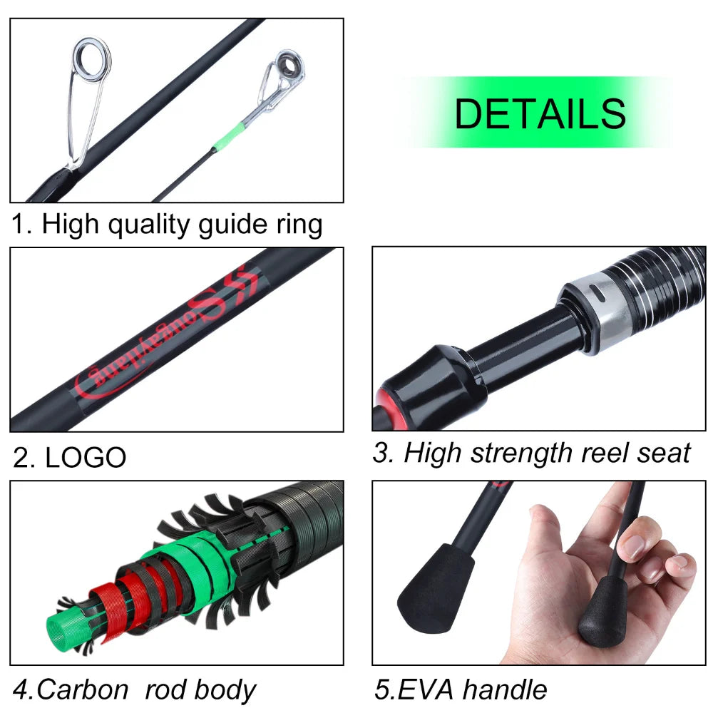 Sougayilang Casting Spinning Fishing Rod Ultralight Carbon Fiber Fishing Rod 