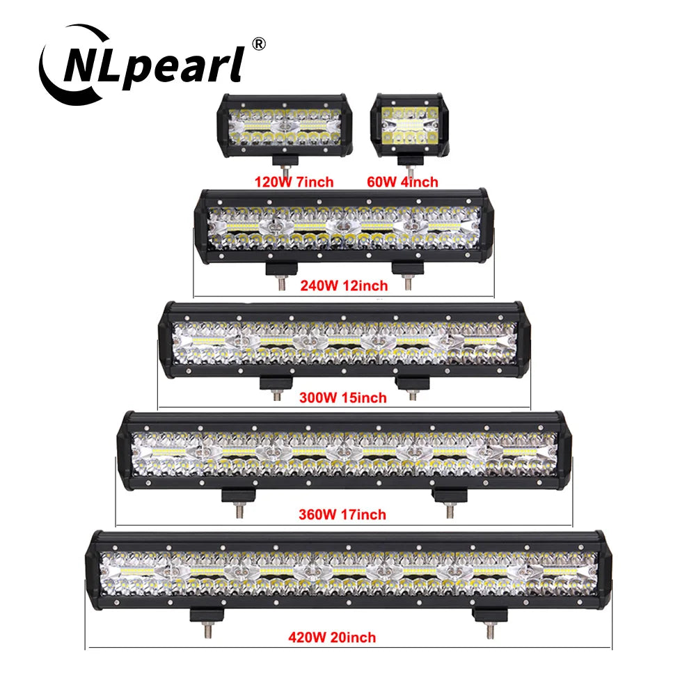 NLpearl-Barra de luz LED de trabajo para todoterreno, Combo de inundación puntu