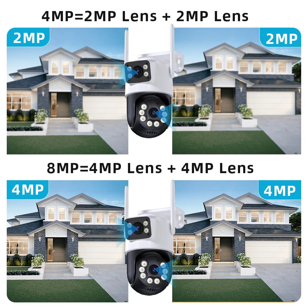 camara vigilancia wifi camara vigilancia wifi exterior Cámara de vigilancia Wifi 4K 8MP, lente Dual, inalámbrica, seguridad al aire libre, PTZ, cámaras IP, AI, detección humana, cámara CCTV, Zoom Digital 4X