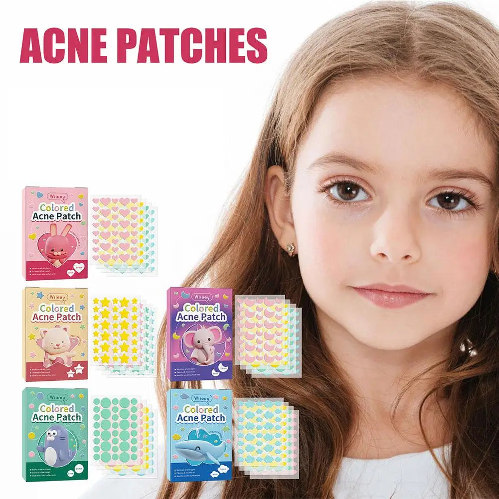 Parches de estrellas para eliminar acné, pegatinas invisibles de colores para el cuidado de la piel, corrector de manchas faciales, herramientas de maquillaje de belleza, 144 piezas