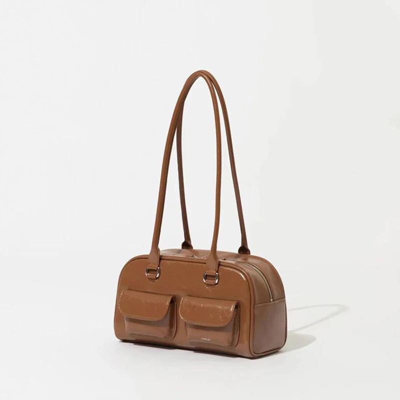 XOUHAM-Bolso Retro rojo para mujer, PU con múltiples bolsillos Cartera de cuero, de diseñador de lujo, para hombro y axilas