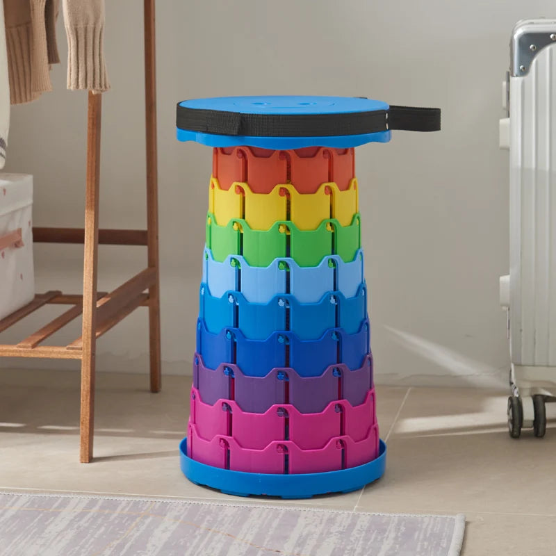 Silla de plástico retráctil portátil, taburete plegable para cocina, comedor,