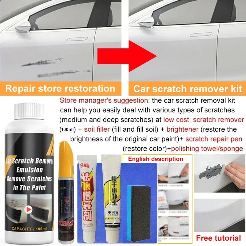 Removedor de arañazos de coche, herramientas de cuidado de pintura, removedor de remolino automático, reparación de arañazos, pulido de carrocería, compuesto de cera antiarañazos