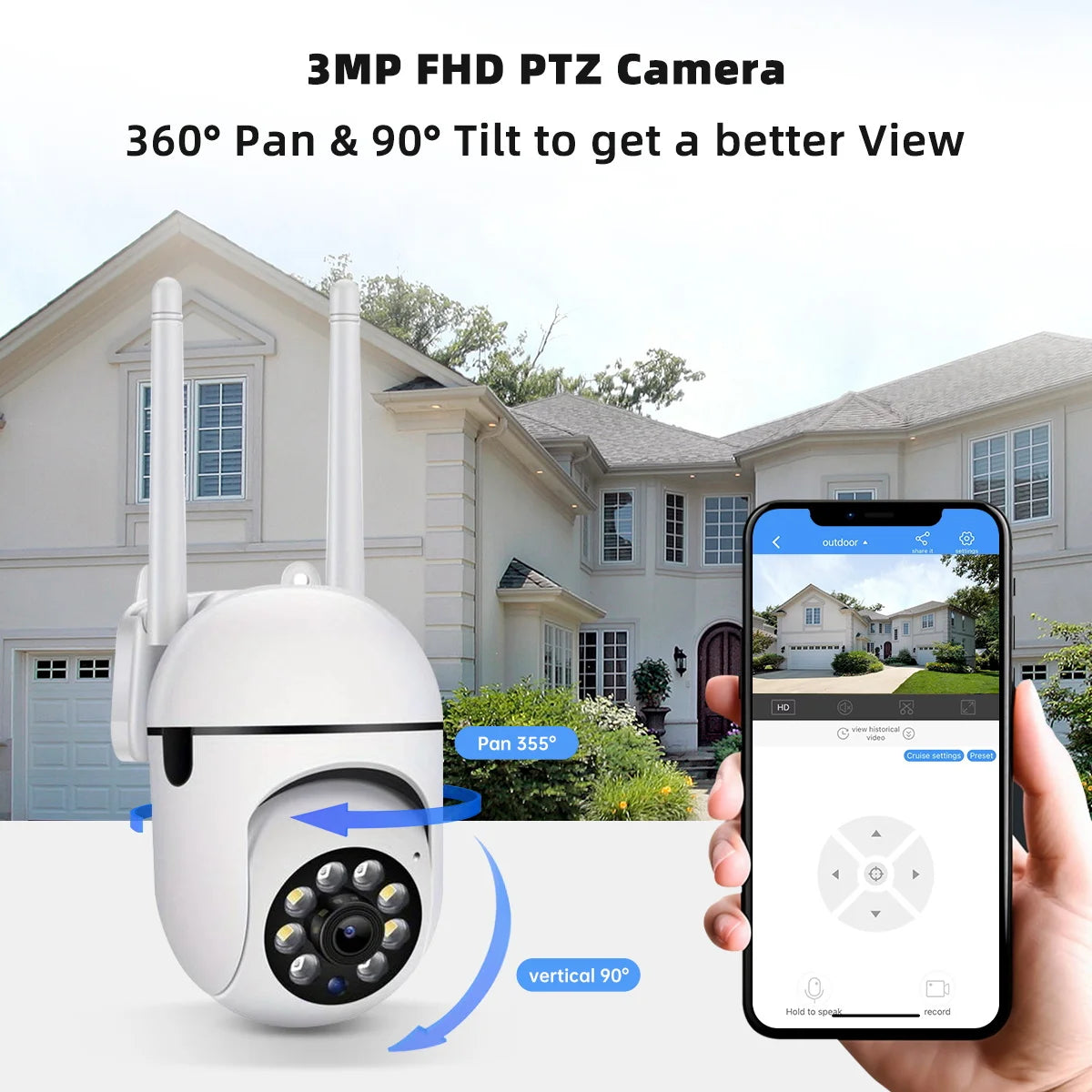 JOOAN 3MP cámara IP PTZ Color noche seguimiento automático CCTV IP WiFi cámar