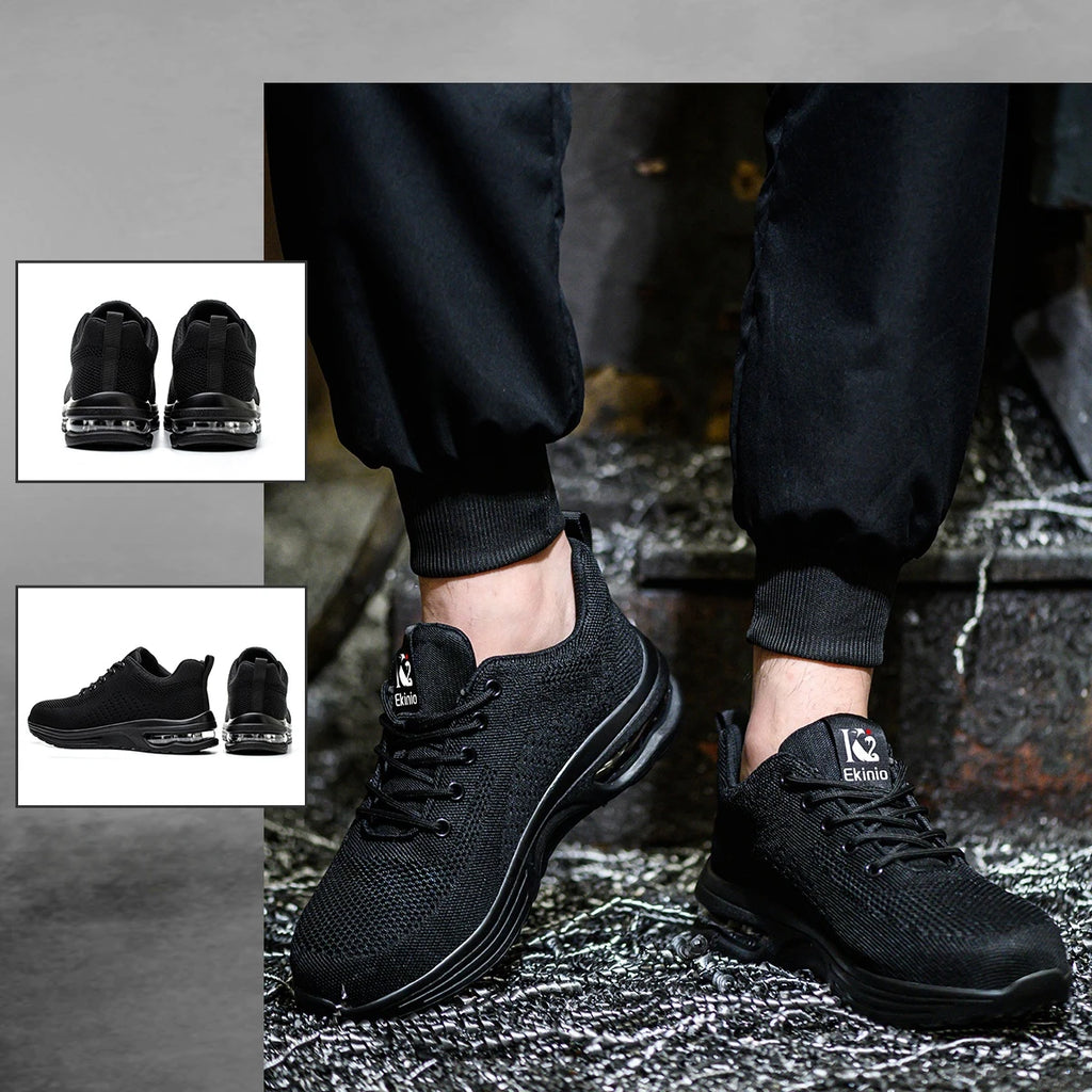 Zapatos de seguridad con amortiguación de aire para hombres y mujeres, zapatill