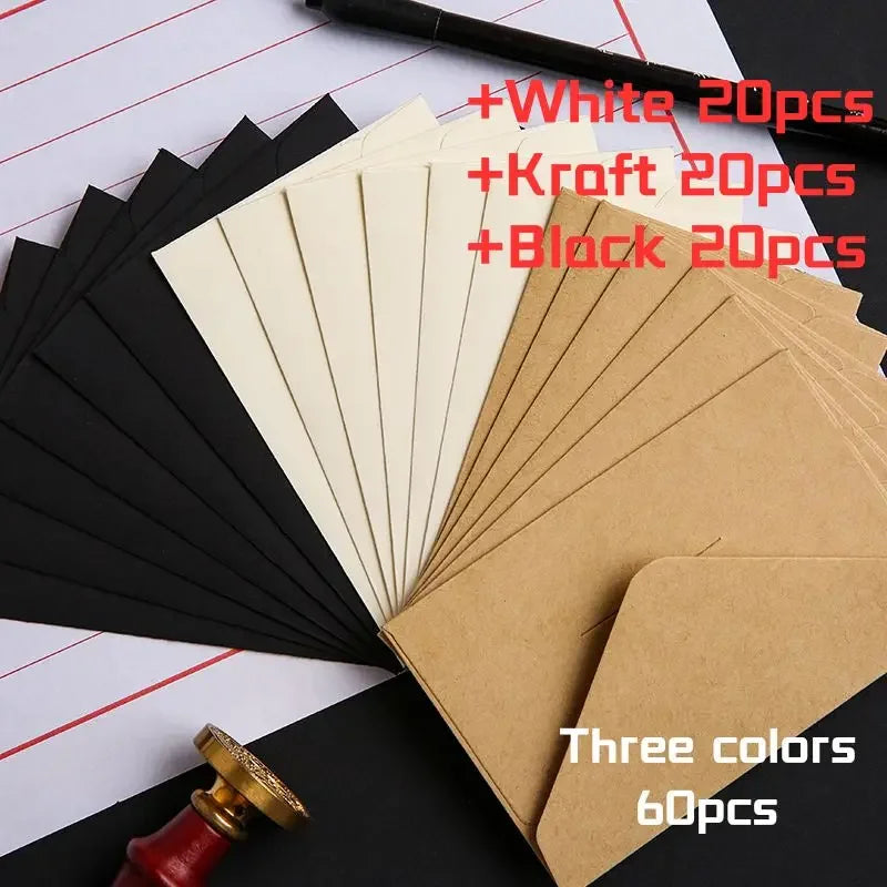 Classic Black and White Mini Kraft Paper Window Envelopes Wedding Envelopes 