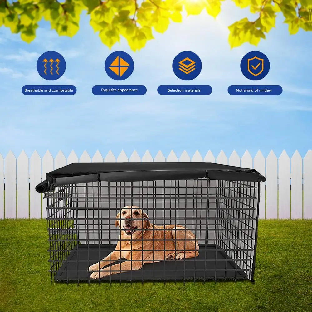 Waterproof Dog Kennel Cover Pet Cage with Two Doors 