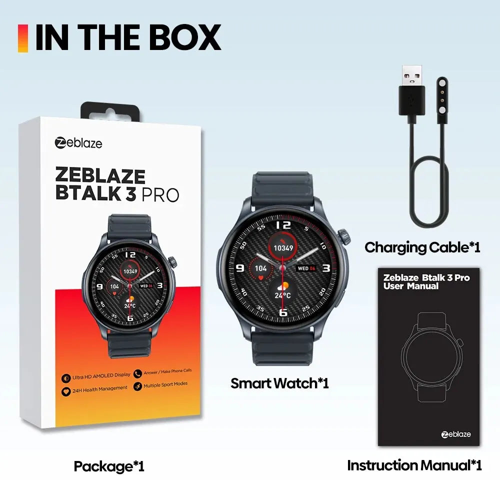 Zeblaze Btalk 3 PRO AMOLED Screen Hi-Fi Smart Watch B 