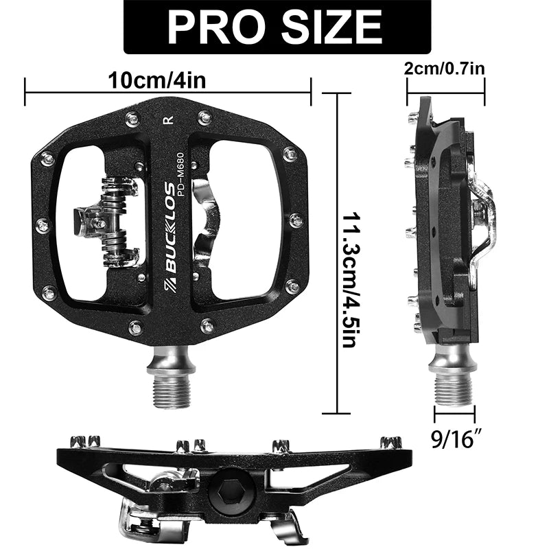 BUCKLOS PD-M680 Double Flat &amp; Lock MTB Bike Pedals 