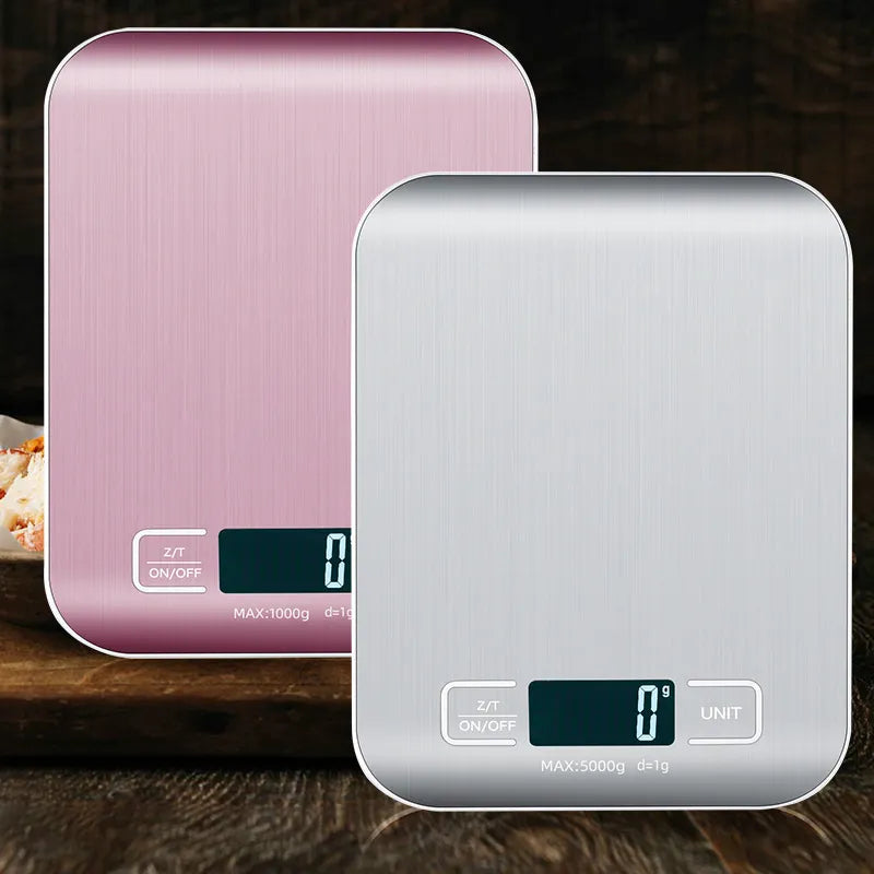 Báscula de cocina recargable con pantalla LCD, balanza electrónica de acero inoxidable, joyería para el hogar, aperitivos, pesaje de alimentos, herramientas para hornear, 5kg/10kg