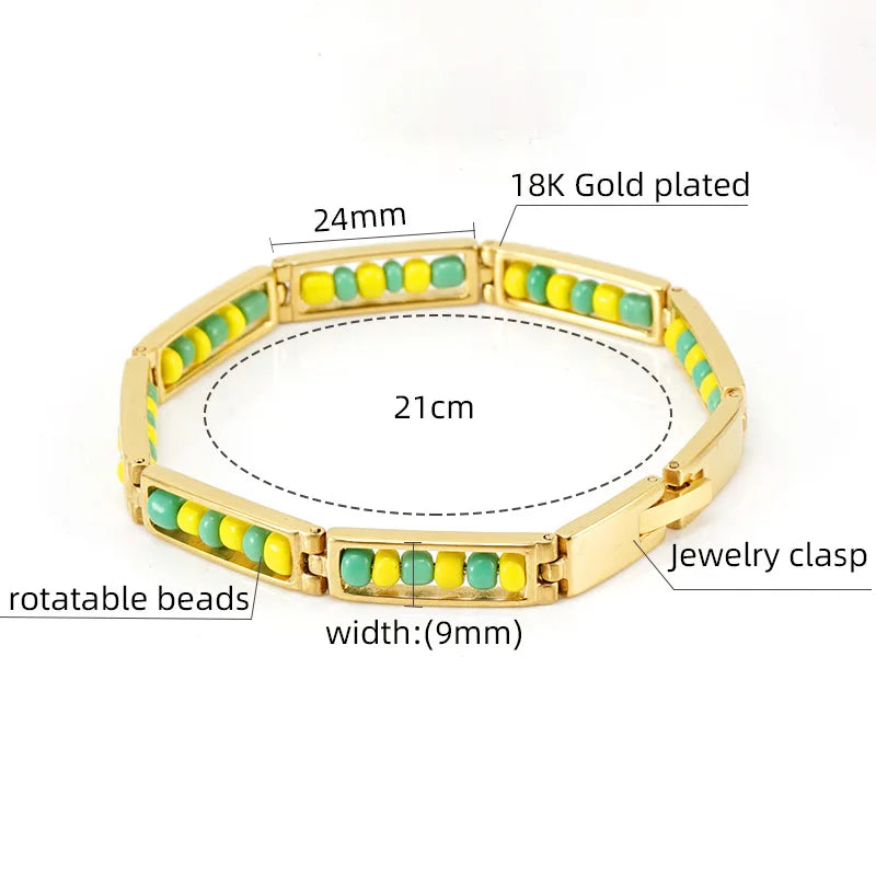 Unisex Green Color Stainless Steel Bracelet for Men Women 