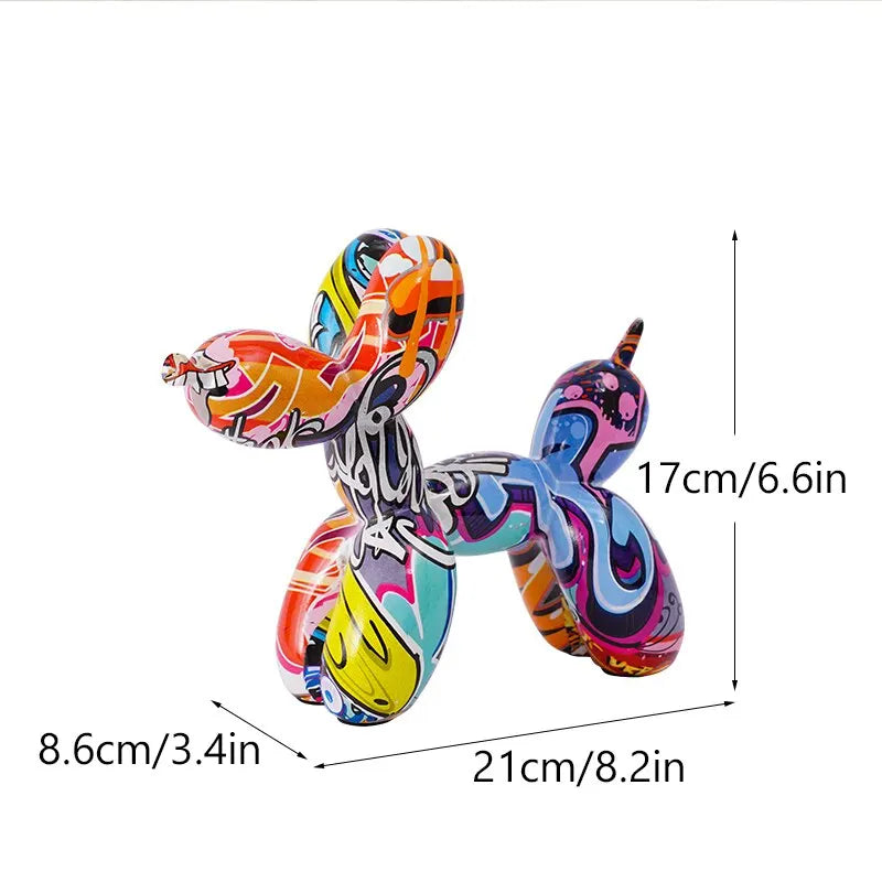 Resin Graffiti Balloon Dog Figurines Indoor Home Decoration 