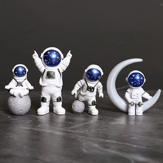 Figura de astronauta de 4 piezas para niños, escultura de astronauta, juguete educativo para escritorio, decoración del hogar, modelo de astronauta para regalo