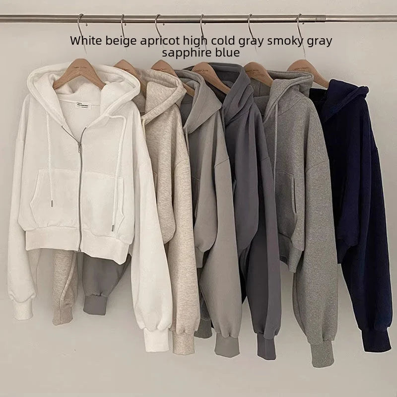 Women's Fleece Versatile Cropped Soft Silue Hoodie Sweatshirt 