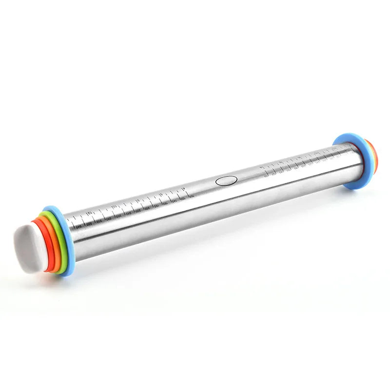 Rodillo ajustable de acero inoxidable, herramienta para hornear Fondant, rodillo para pasteles, masa, 43cm