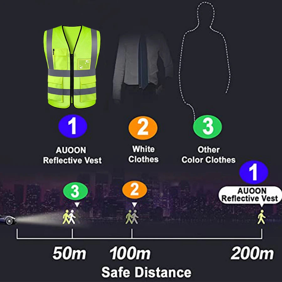 Chaleco de seguridad reflectante de alta visibilidad, chalecos reflectantes de seguridad ajustables, tráfico nocturno al aire libre para correr, ciclismo y Deportes