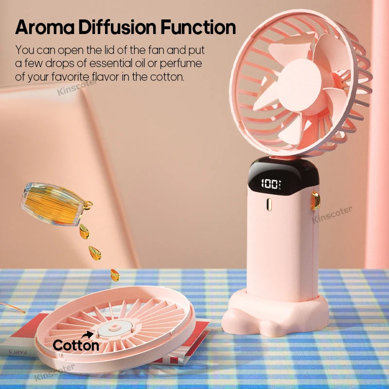 Mini USB Handheld Fan Portable Folding Neck Hanging Fan 