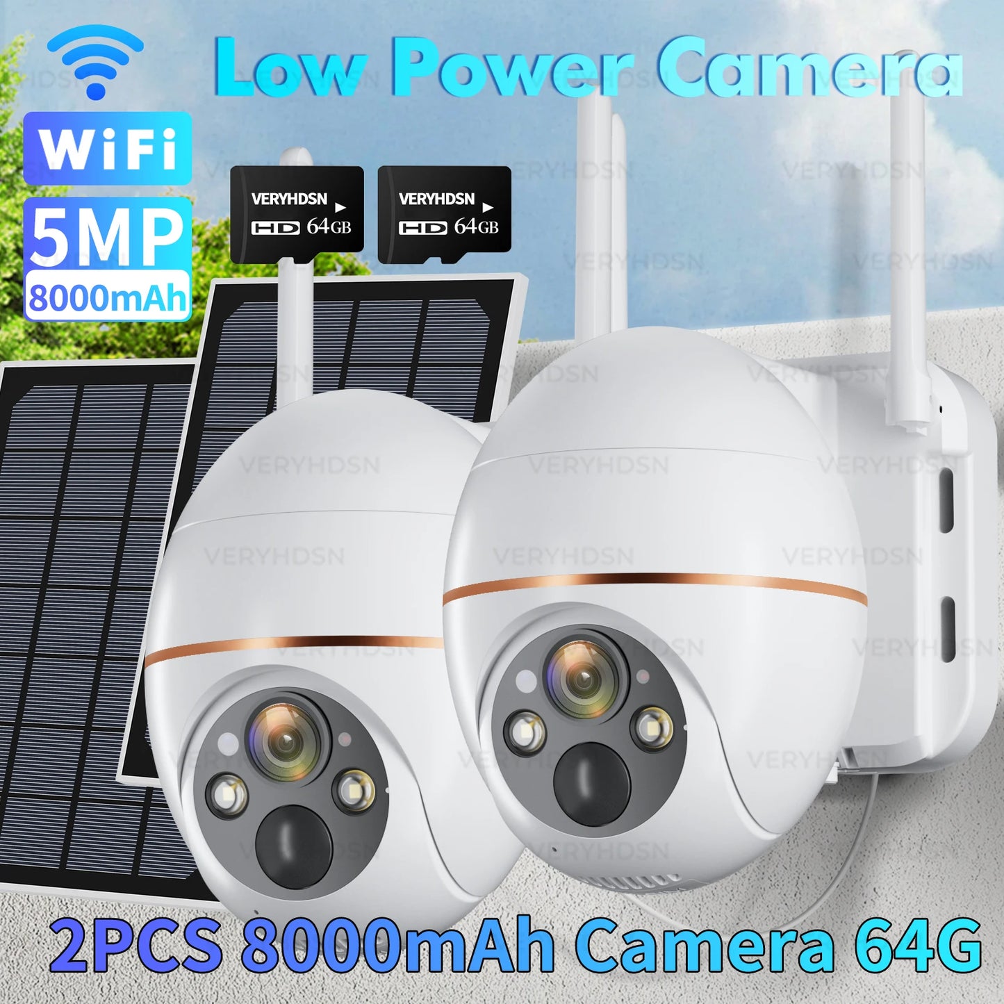 Cámara IP Solar de 5MP con WIFI, videocámara de vigilancia PTZ con batería de 8000mAh, inalámbrica, PIR, seguimiento de personas, CCTV para exteriores, HD, resistente al agua, Zoom 5X camara de vigilancia y ver por el