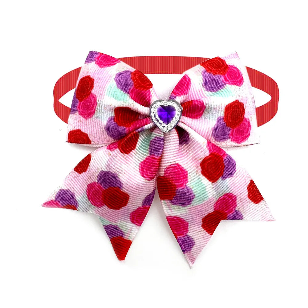 50/100 Pieces. Valentine's Day style small dog bow dog grooming product love.