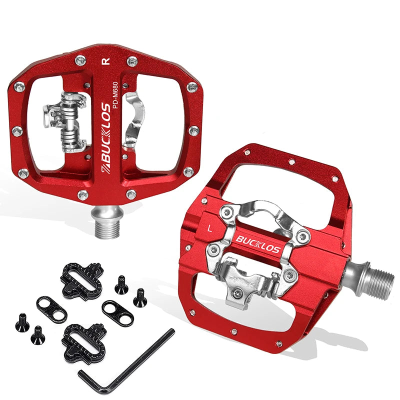 BUCKLOS PD-M680 Double Flat &amp; Lock MTB Bike Pedals 