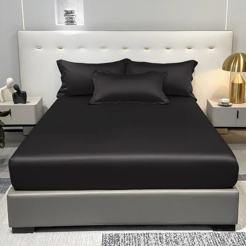 Ice Silk Bedspread Black Satin Color Bedspread for Men and Women 