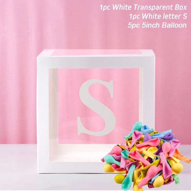 Transparent Letter Balloons Box Baby Shower Birthday Decoration 