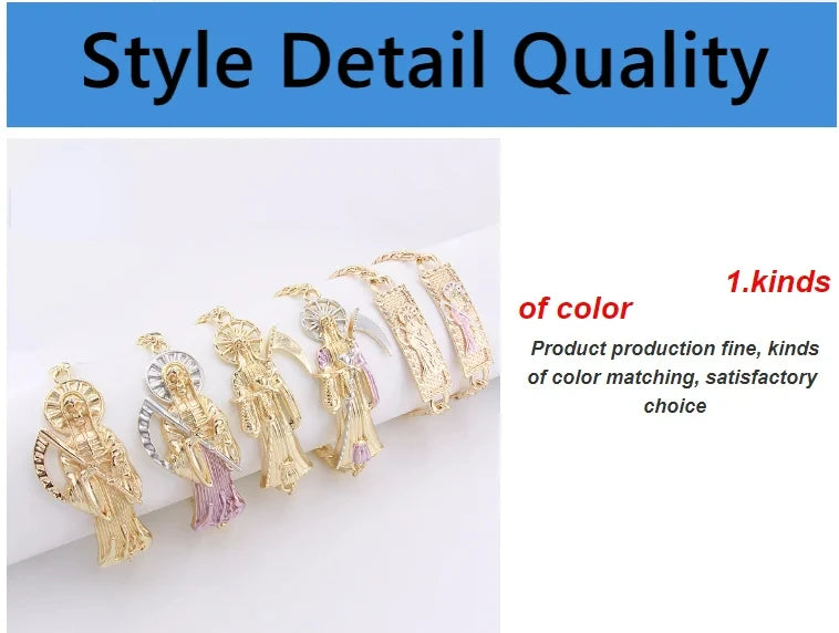 Pulsera de la suerte para hombre, joyería de Oro Laminado, pulsera religiosa de