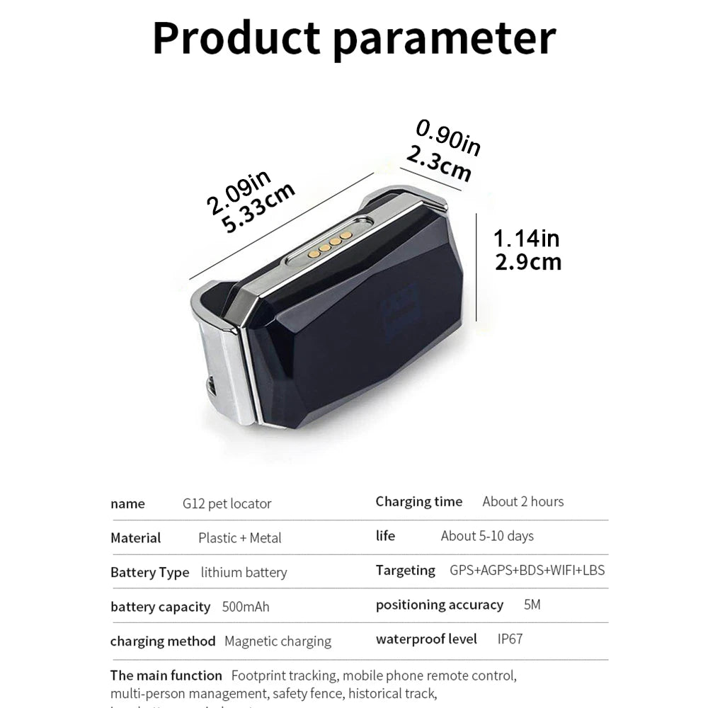 Rastreador GPS inteligente G12 multifuncional para mascotas, Mini Collar anti pérdida, dispositivo localizador impermeable para perros y gatos, accesorios para mascotas