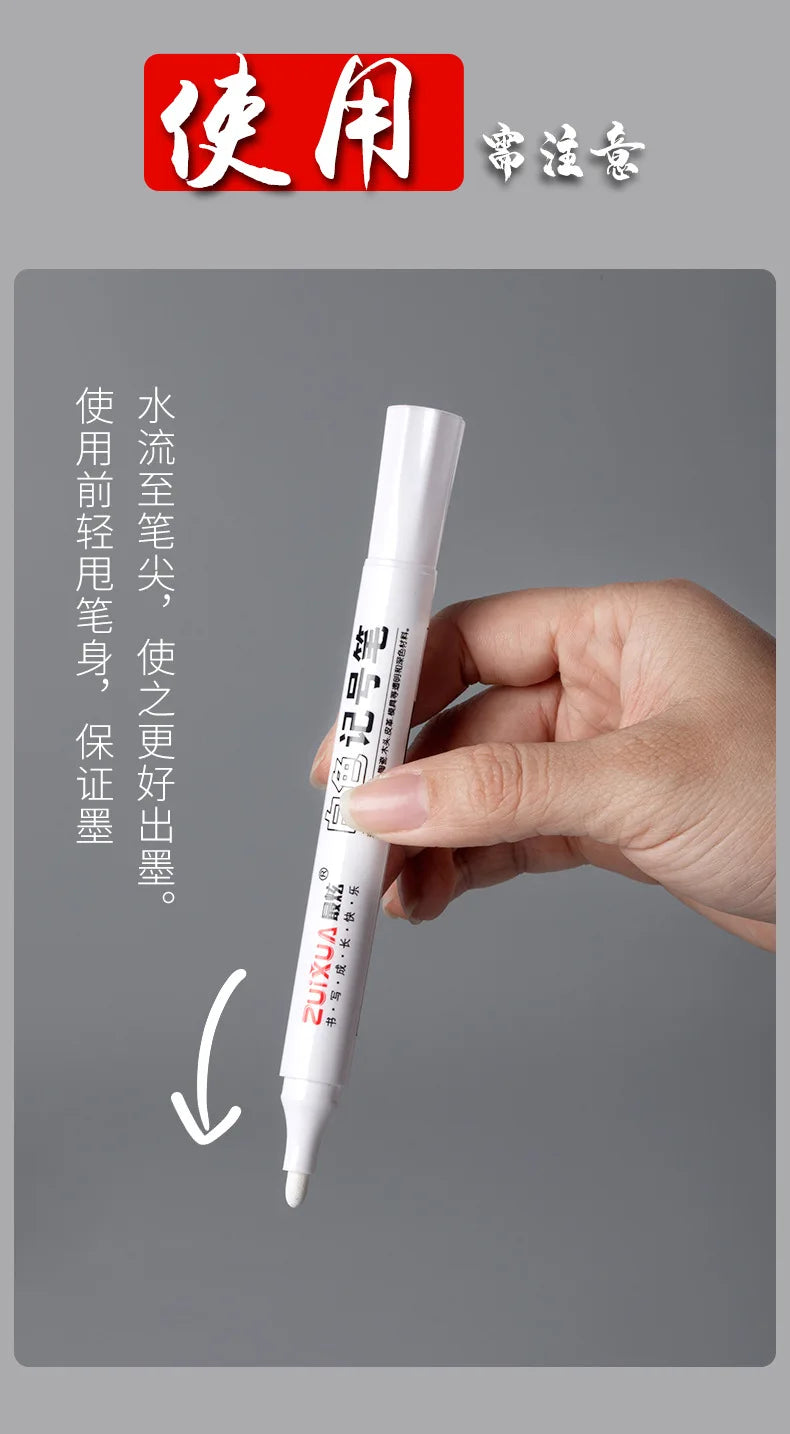 2.0mm White Marker Pen Set Waterproof Oily White Gel Pens