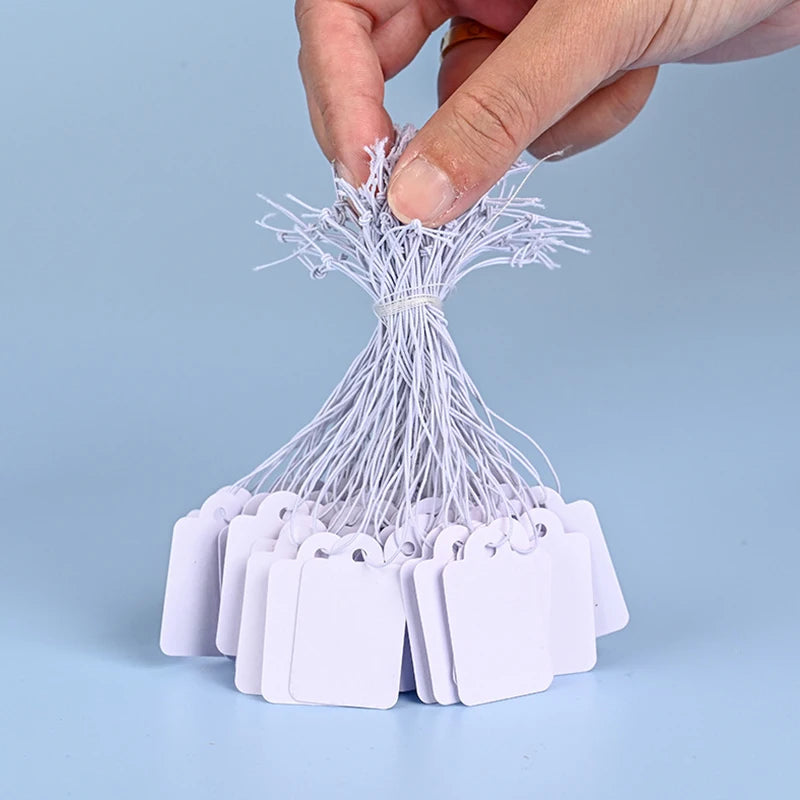 Blank Square Tags with String, Universal Kraft Paper Cards for
