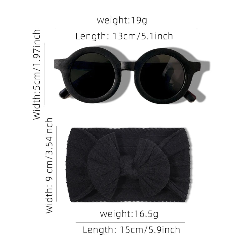 Girl's Bow Cotton Round Sunglasses Set Children's Accessories 