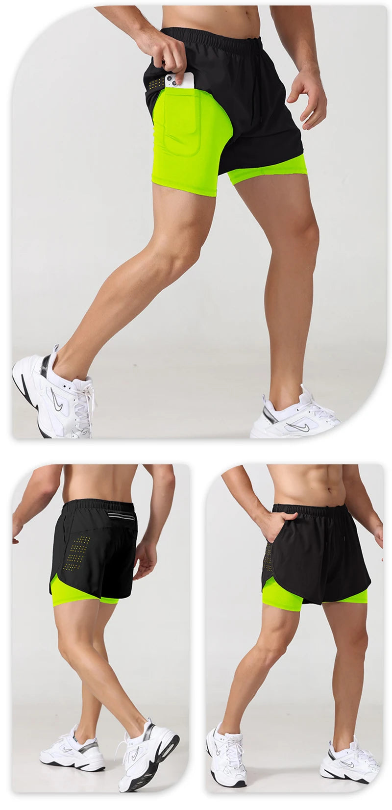 Pantalones cortos para correr para hombre, Shorts de secado rápido para Fitness