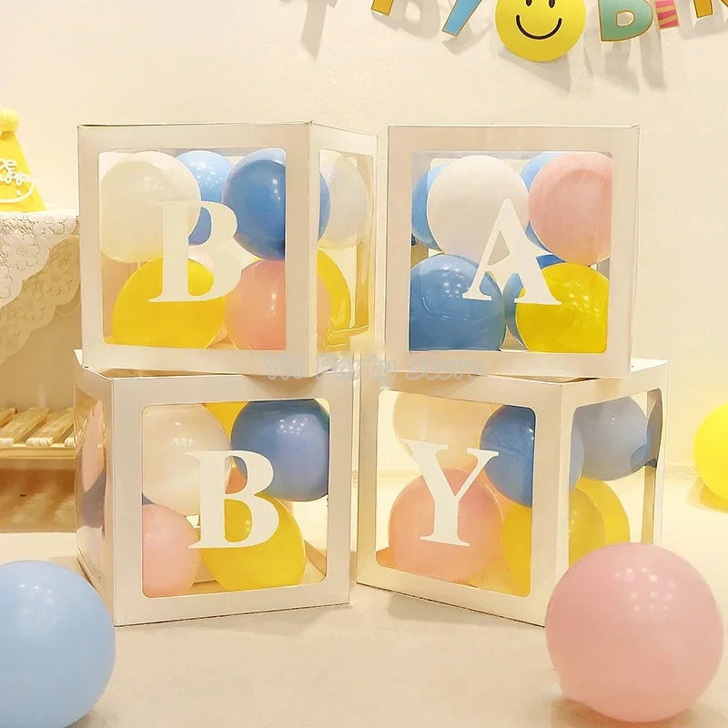 Transparent Letter Balloons Box Baby Shower Birthday Decoration 