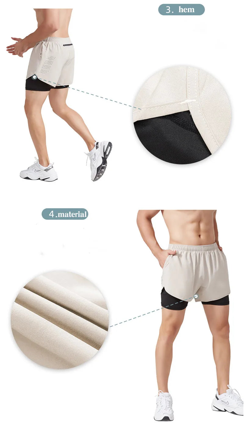 Pantalones cortos para correr para hombre, Shorts de secado rápido para Fitness